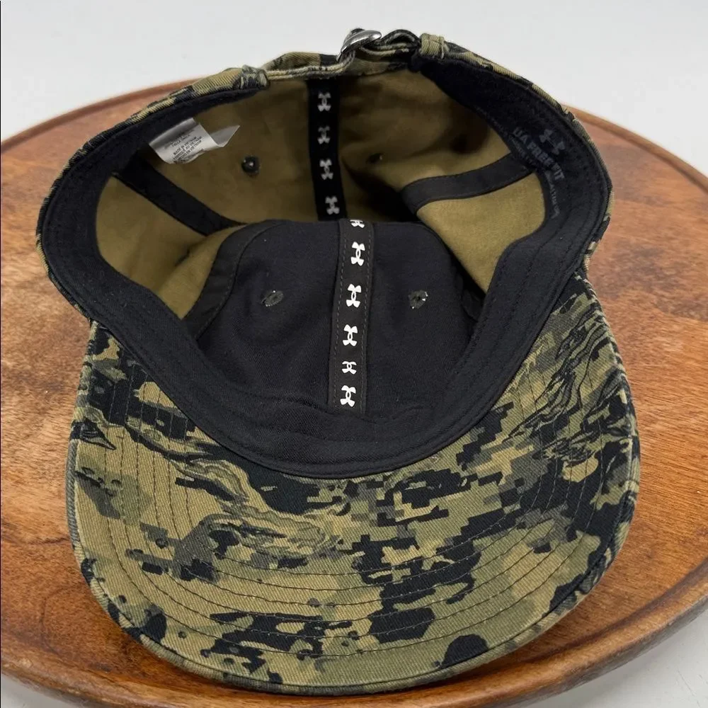 Under Armour Hat Freedom Green Black Camouflage Baseball Cap Free Fit Adjustable
